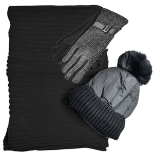 Verde Set Women's Hat and Scarf and gloves one size 12-0454 black