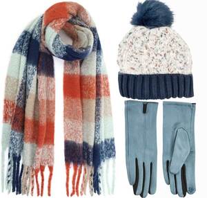 BODE Set Women's Hat and Scarf and gloves one size blue