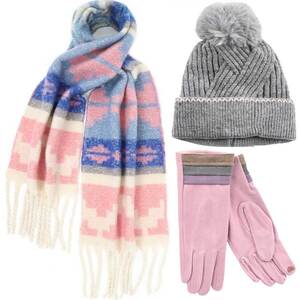 BODE Set Women's Hat and Scarf and gloves one size pink/gray