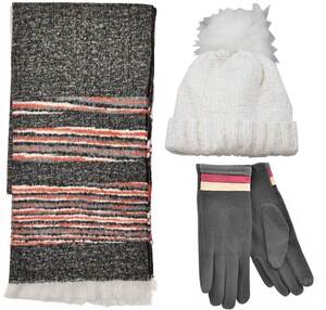 Verde Set Women's Hat and Scarf and gloves one size black/gray