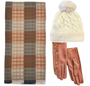 BODE Set Women's Cap and Scarf and gloves Οne size brown