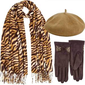 BODE Set Women's Hat and Scarf and gloves Οne size brown