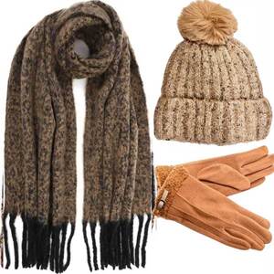 BODE Set Women's Hat and Scarf and gloves one size  beige/brown