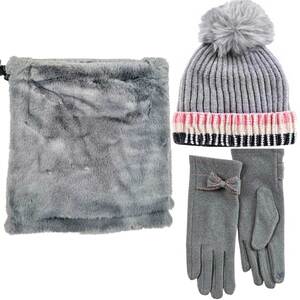BODE SET Women's Hat and Scarf and gloves one size grey