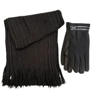 Men's knitted scarf-gloves set Verde 12-1106 black
