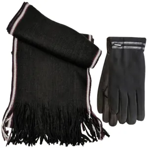 Men's knitted scarf-gloves set Verde 12-1107 black