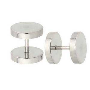 Men's earrings steel bar 316 silver