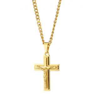 Ανδρικός σταυρός με αλυσίδα ατσάλι 316L χρυσό Art 01222