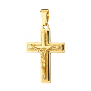 Ανδρικός σταυρός με αλυσίδα ατσάλι 316L χρυσό Art 01222-1