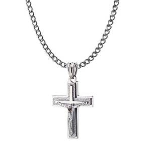Ανδρικός σταυρός με αλυσίδα ατσάλι 316L ασημί Art 01222-1