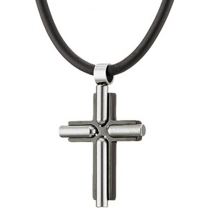 Ανδρικός σταυρός ατσάλι 316L ασημί/μαύρο Art 01260
