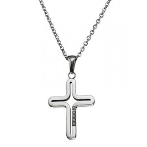 Womens necklace cross Art 01332 steel 316 L silver