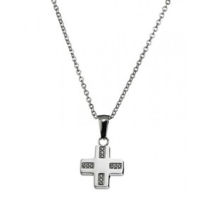 Γυναικείο κολιέ σταυρός ατσάλι 316L ασημί  Art 01333