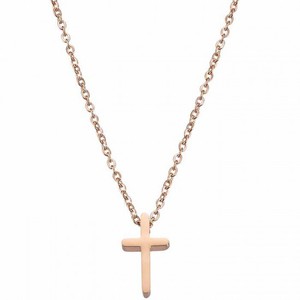 Womens necklace cross Art 01352 steel 316 L rose-gold
