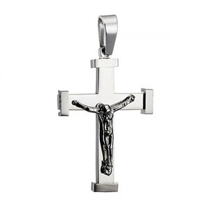Ανδρικός σταυρός ατσάλι 316L ασημί Art 01241