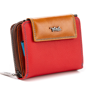 Leather wallet for woman Verde 18-893 red / blue / beige 