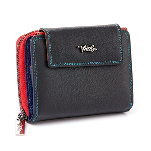 Leather wallet for woman Verde 18-893 black/bordeaux