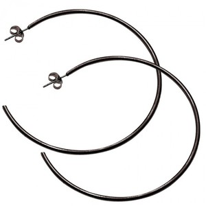 Women's earrings steel 316L rings black 7cm