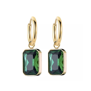 Γυναικεία σκουλαρίκια Πράσινες Πέτρες Ζιργκόν ατσάλι 316L χρυσό bode 01998