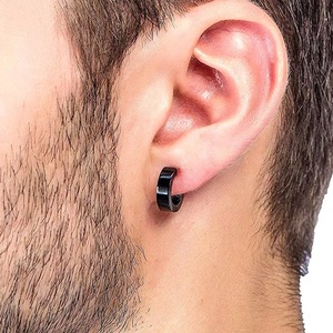 Unisex σκουλαρίκια κρικάκια (ζευγάρι) ατσάλι 316 μάυρο Art02002-5