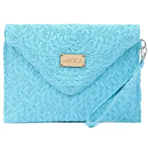 Paper straw women's envelope bag Doca 20174 light blue