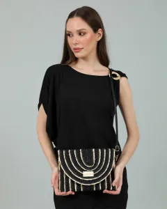 Paper straw women's envelope bag Doca 22310 black