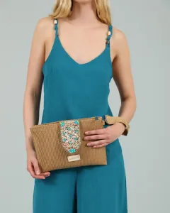 Paper straw women's envelope bag Doca 22351 beige 