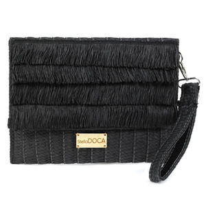 Paper straw women's envelope bag Doca 22354 black