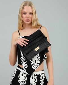 Paper straw women's envelope bag Doca 22354 black