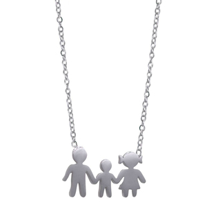 Womens necklace family steel colour silver