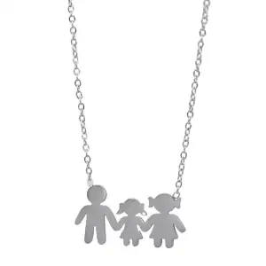 Womens necklace family steel colour silver
