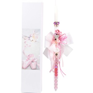 Handmade Easter candle candle white/pink
