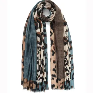 Foulard Doca 29221 animal print brown / blue