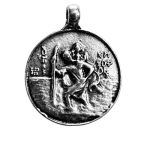 Handmade car charm Virgin- Saint Christoforos brass silver