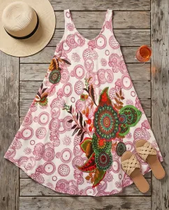 Γυναικείο Βαμβακερό Φόρεμα με Floral & Γεωμετρικό Print Φούξια bode 31010FUC 
