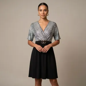 Γυναικείο Μαύρο Φόρεμα με Snake Print Μπούστο bode 31758BLK