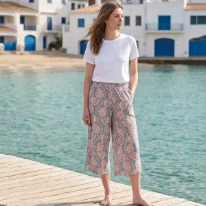 Γυναικεία παντελόνα με λάστιχο & Floral Print light blue bode 32048LBL