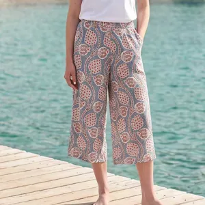 Γυναικεία παντελόνα με λάστιχο & Floral Print light blue bode 32048LBL