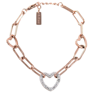 Women's steel bracelet hearts 316L rose-gold