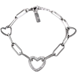 Women's steel bracelet hearts 316L silver