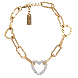 Women's steel bracelet hearts 316L gold