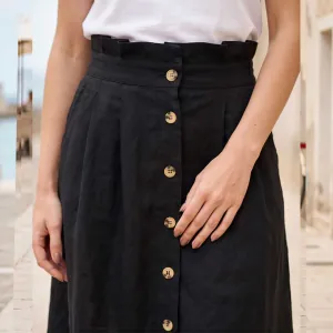 Γυναικεία Φούστα με κουμπιά Doca 38315 μαύρο 