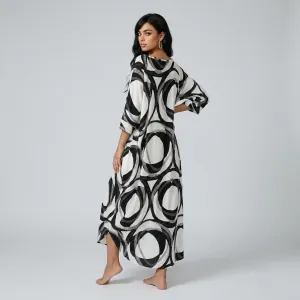 Women's maxi black and white Kaftan