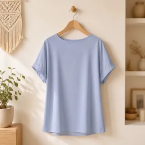 Γυναικεία Βαμβακερή Κοντομάνικη Μπλούζα Light Blue bode 39349LBL