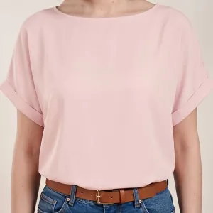 Γυναικεία Βαμβακερή Κοντομάνικη Μπλούζα Pink bode 39349PK