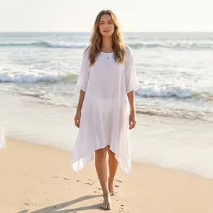 Women's midi beach kaftan white