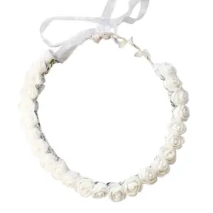 Handmade Wreath with Rose Buds, white
