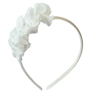 Small Wreath Decorated with Pearls and Frou-Frou, white/off-white