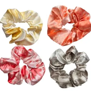  Set  4 τεμ. Scrunchie Σούρα Μαλλιών Σατέν κίτρινο/φούξια/πορτοκαλί/μαύρο bode 47281