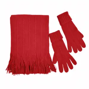 Women's scarf-glove set Doca 57133 red